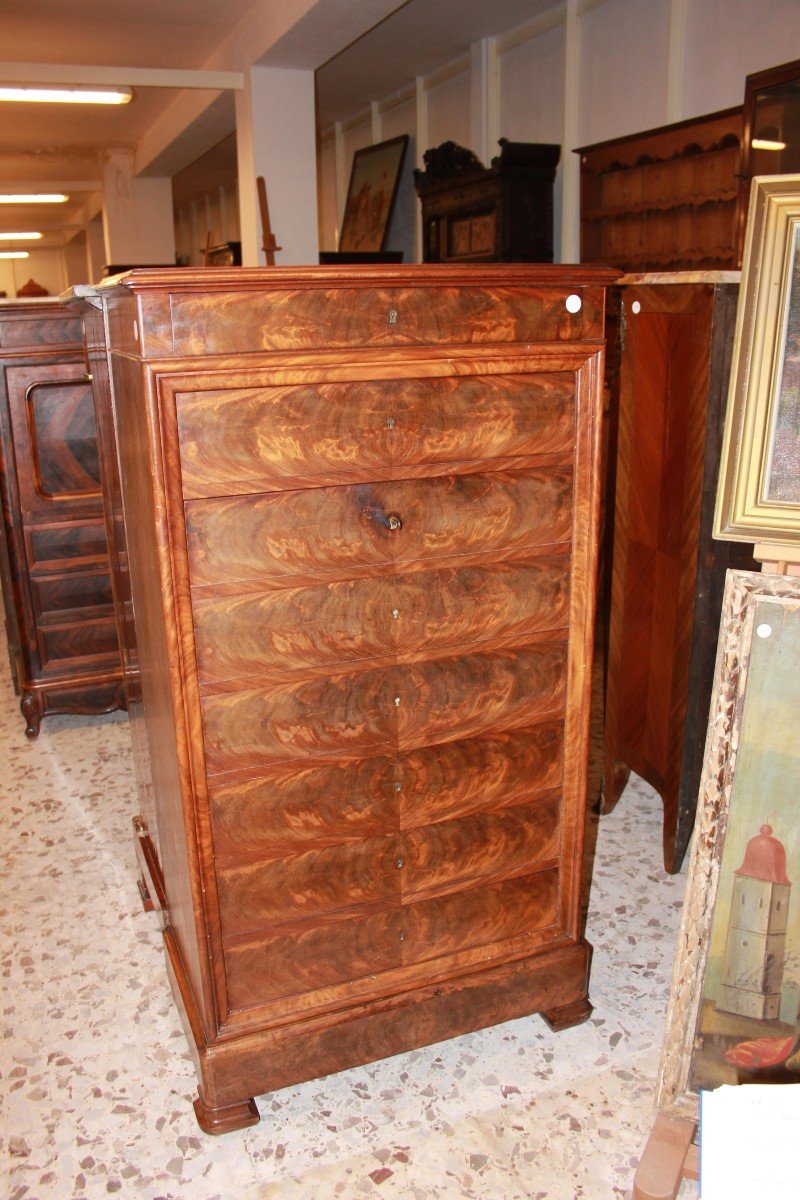 French Secretary From The Second Half Of The 1800s, Louis Philippe Style, In Mahogany -photo-2