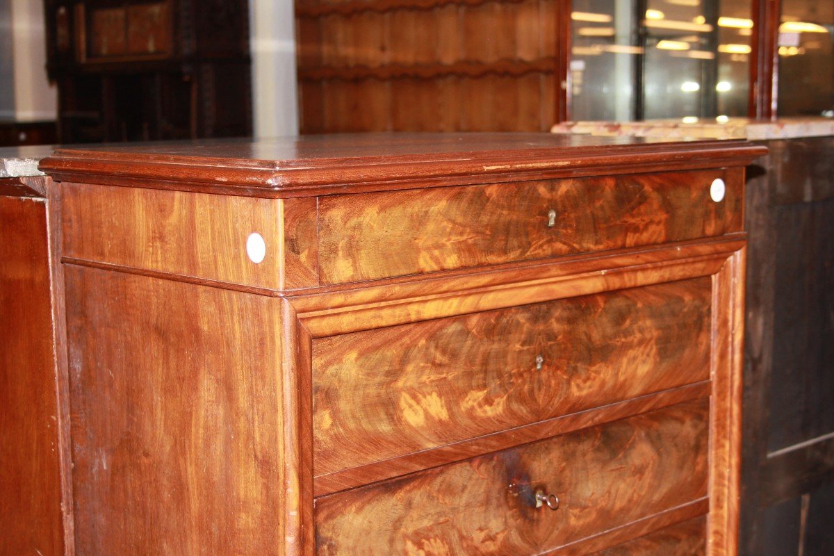 French Secretary From The Second Half Of The 1800s, Louis Philippe Style, In Mahogany -photo-4
