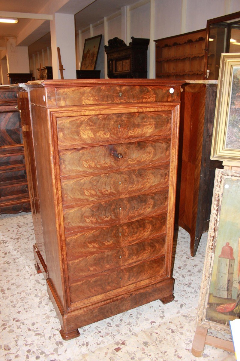 French Secretary From The Second Half Of The 1800s, Louis Philippe Style, In Mahogany 