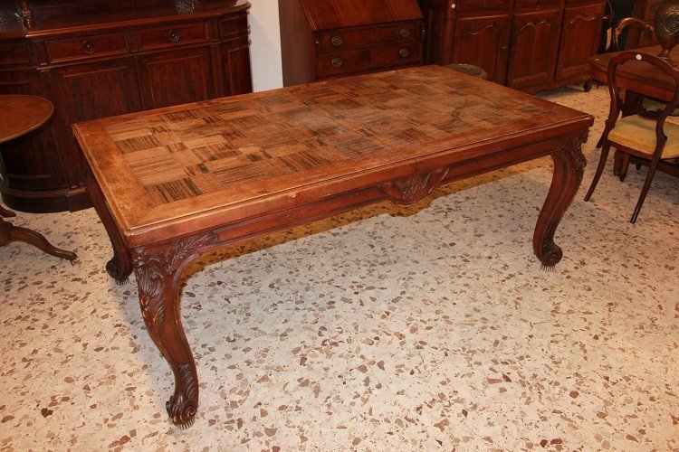 Grand Table Rectangulaire Extensible Provençale En Bois De Noyer De 1800