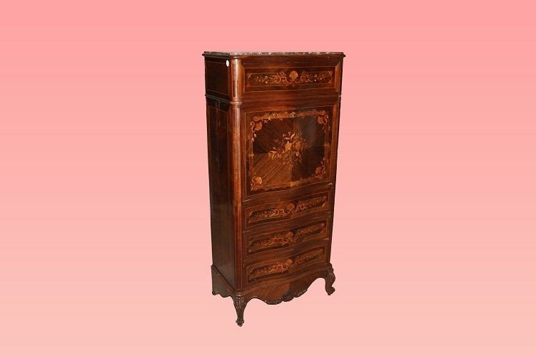 Beautiful French Secretaire From The First Half Of The 1800s, Transition Style, In Elegant 