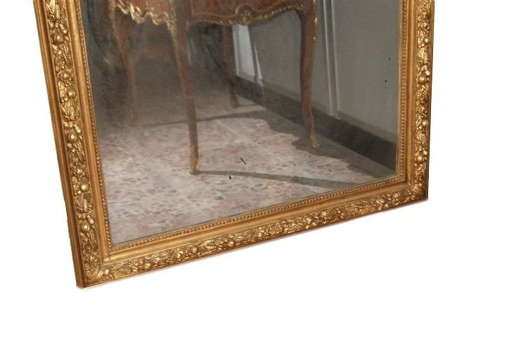 Grand Miroir Doré De Style Louis XVI Avec Un Fronton, Datant De 1800-photo-3