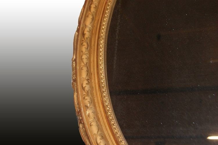 French Mirror From The Mid-19th Century, Louis XV Style, In Gilded Wood With Gold Leaf-photo-4