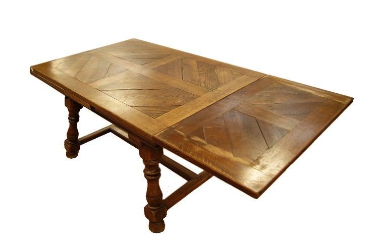 Table De Style Rustique Français Des Années 1800 En Chêne-photo-3