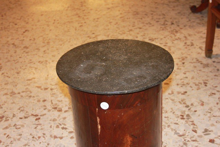 Petit Meuble à Cylindre Avec Plateau En Marbre Français Datant Du 19e Siècle En Acajou-photo-4