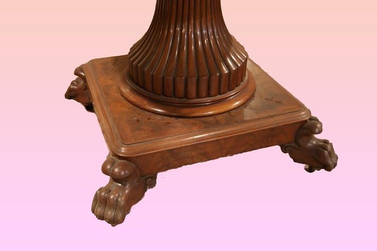 Table Française Des Annees 1800 De Style Charles X En Acajou Avec Marbre-photo-3