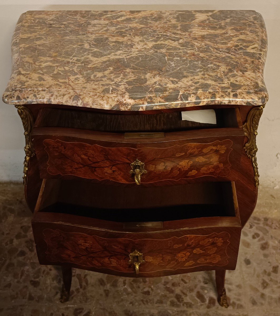 French Bedside Table From The Second Half Of The 19th Century, Louis XV Style, In Rosewood-photo-3