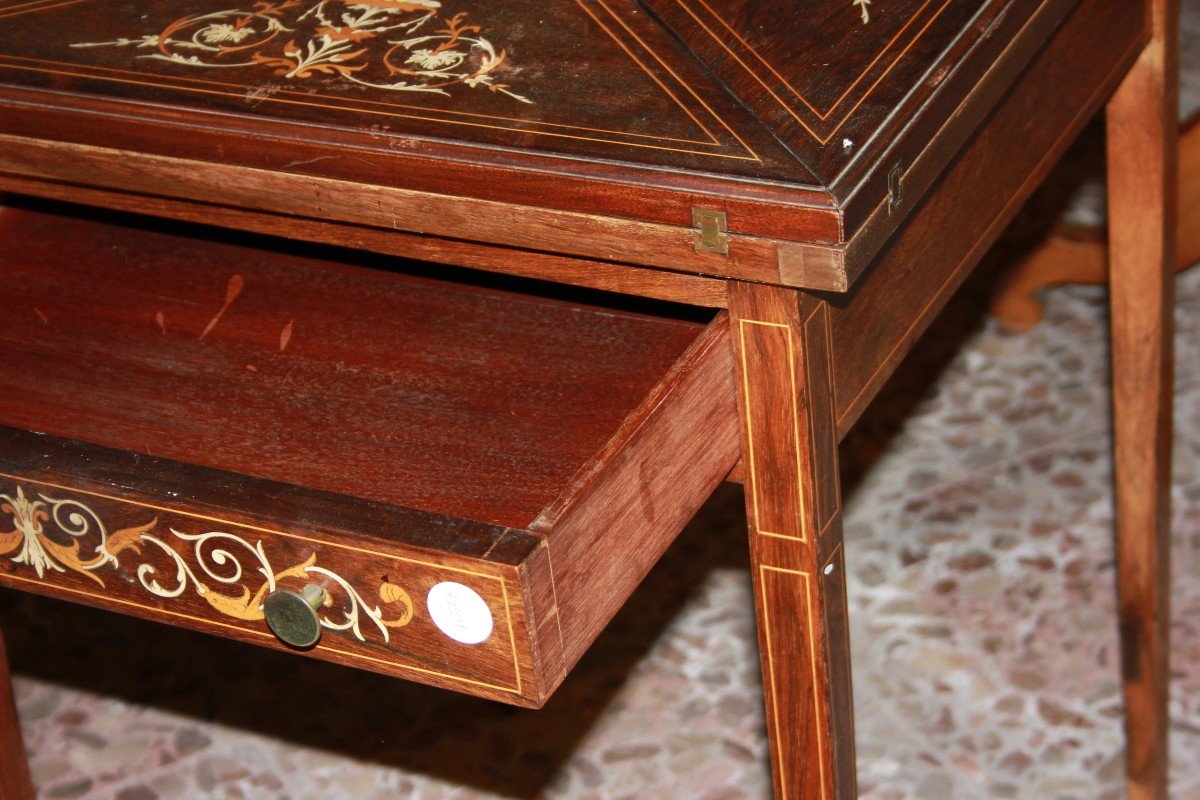 English Second Half Of The 1800s Victorian-style Games Table In Rosewood-photo-2