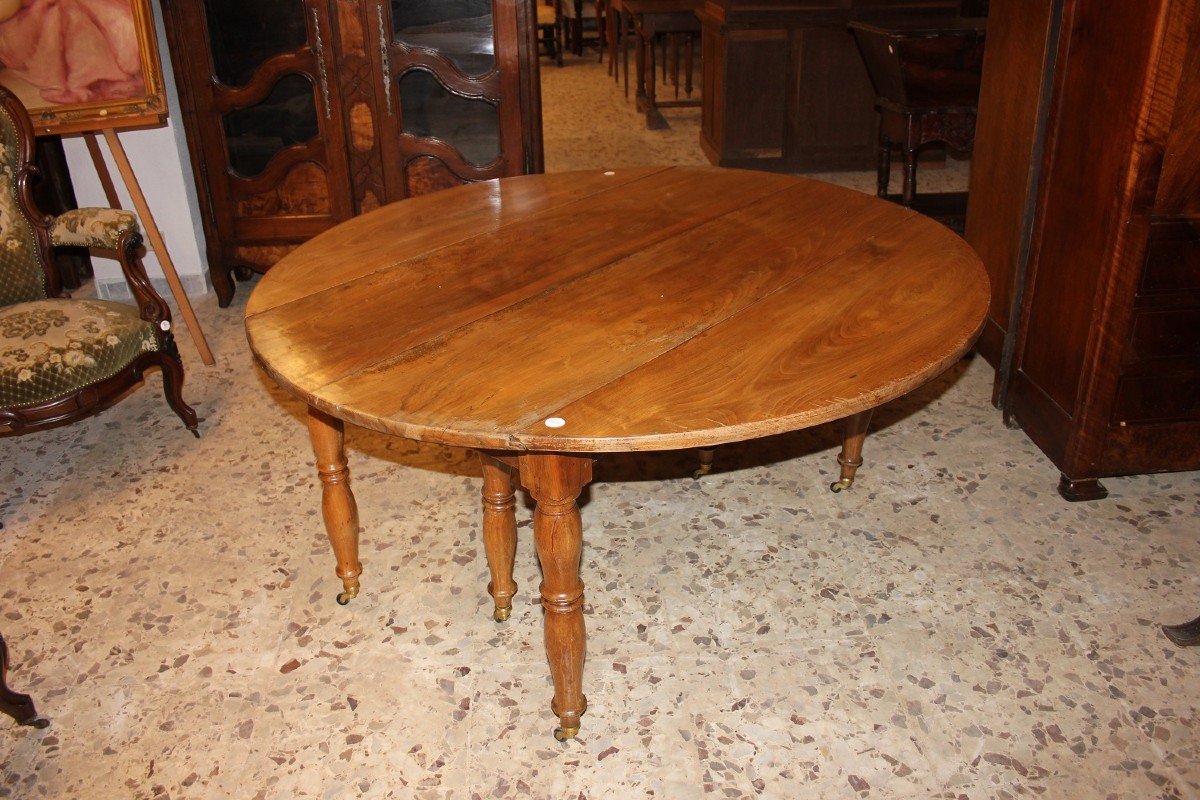 Circular Extendable Table With French Leaves From The 1800s-photo-3