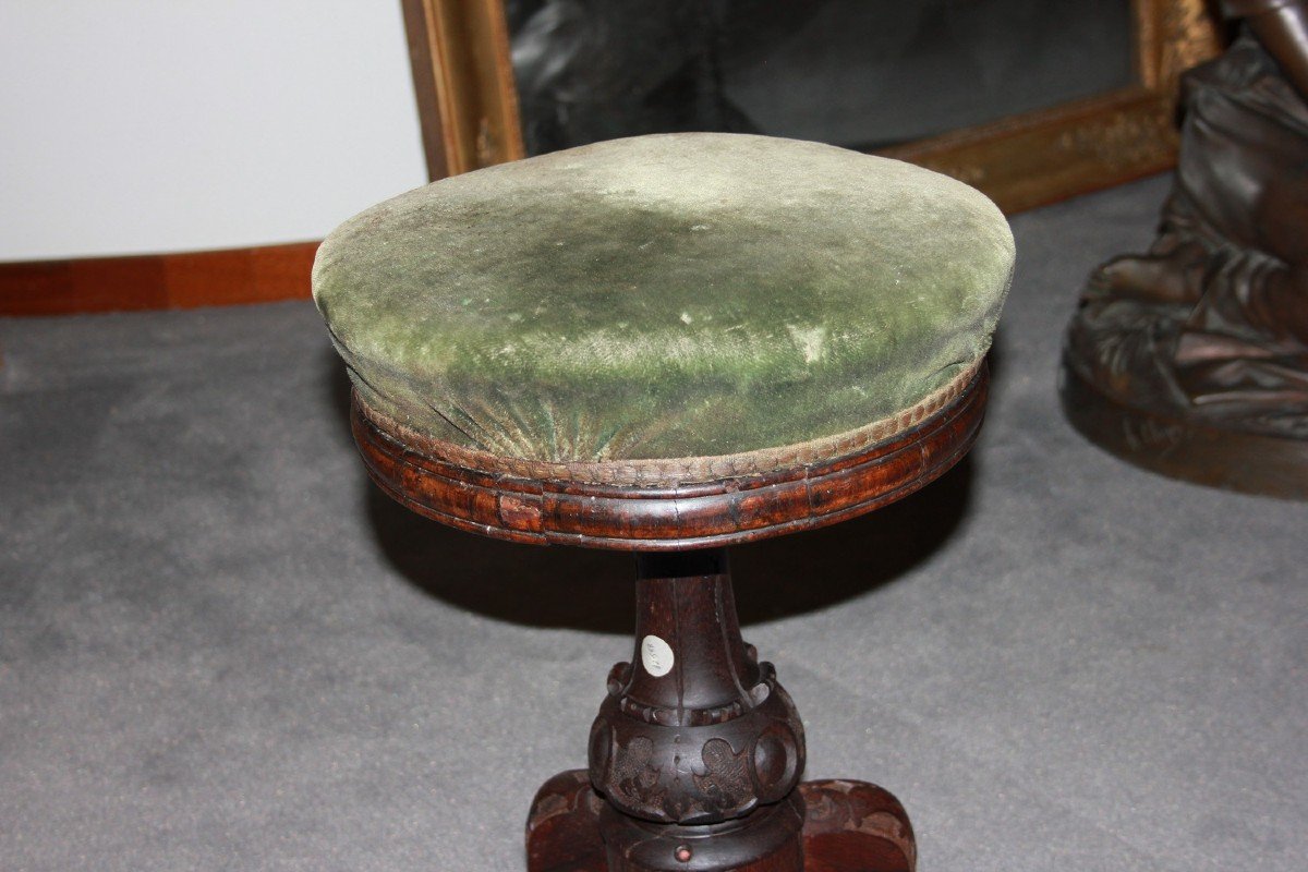 Victorian Swivel Piano Stool Ottoman From The 1800s-photo-3