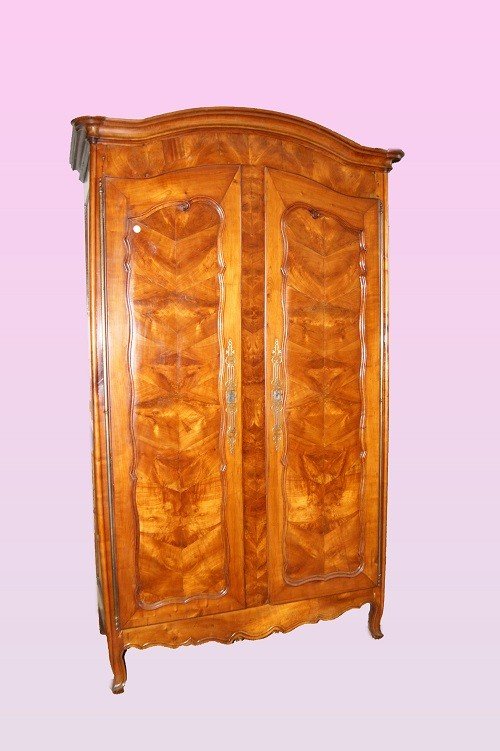 French Cabinet From The Late 1700s, Provencal Style, In Walnut And Heather Walnut