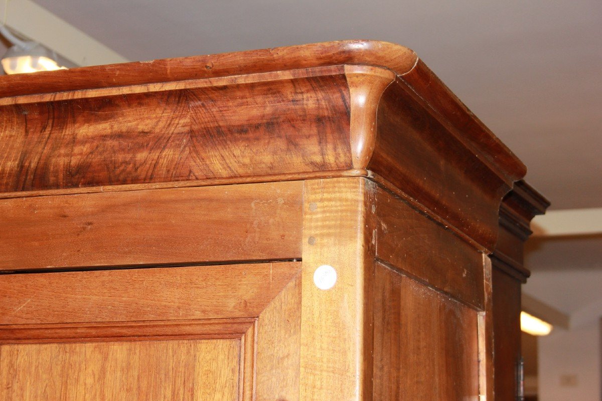 Tall French Louis Philippe Style Walnut Wood Wardrobe Cupboard-photo-3