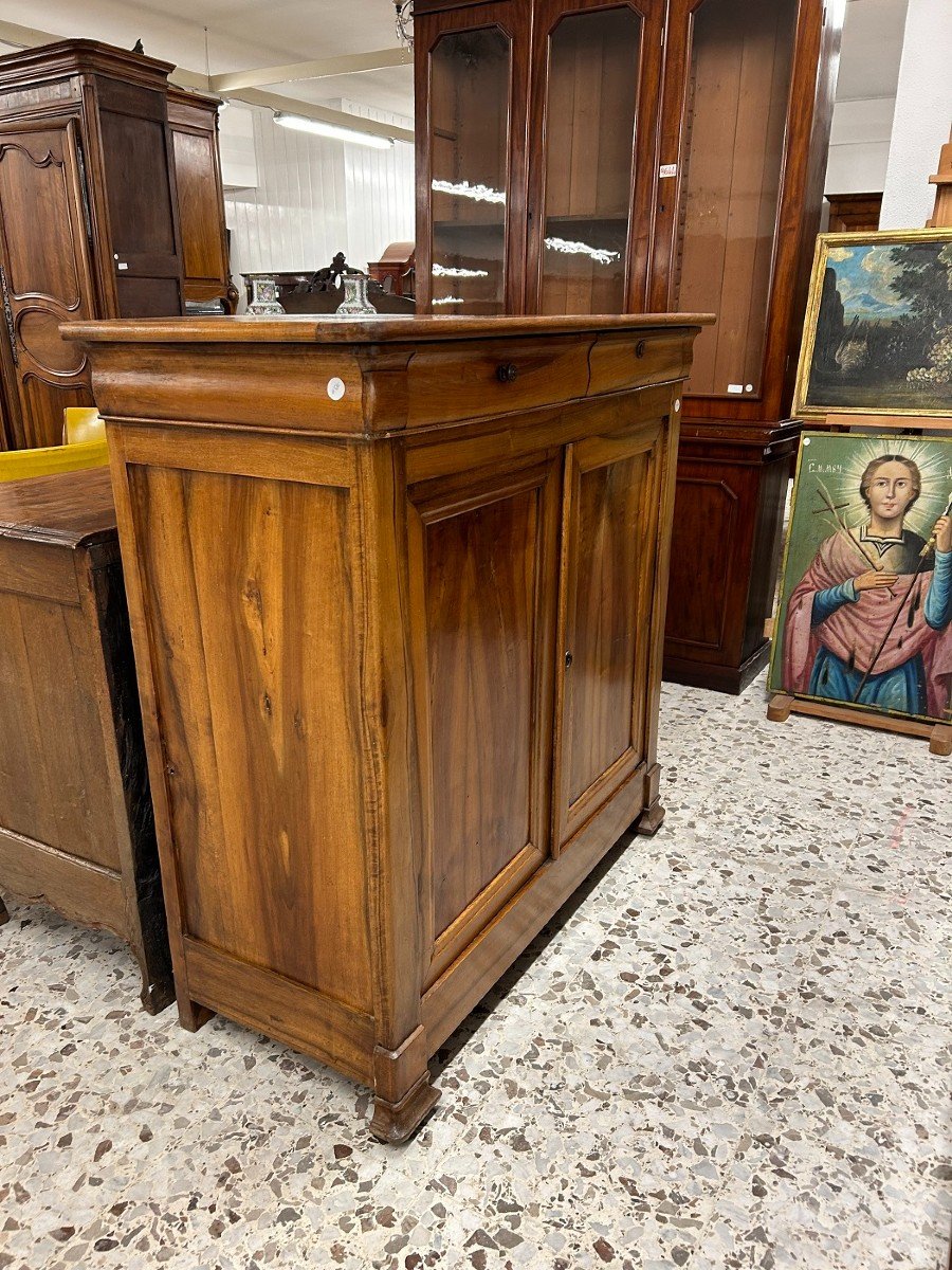 Buffet De Style Louis-philippe Français En Bois De Noyer Du XIXe Siècle Avec 2 Portes-photo-3
