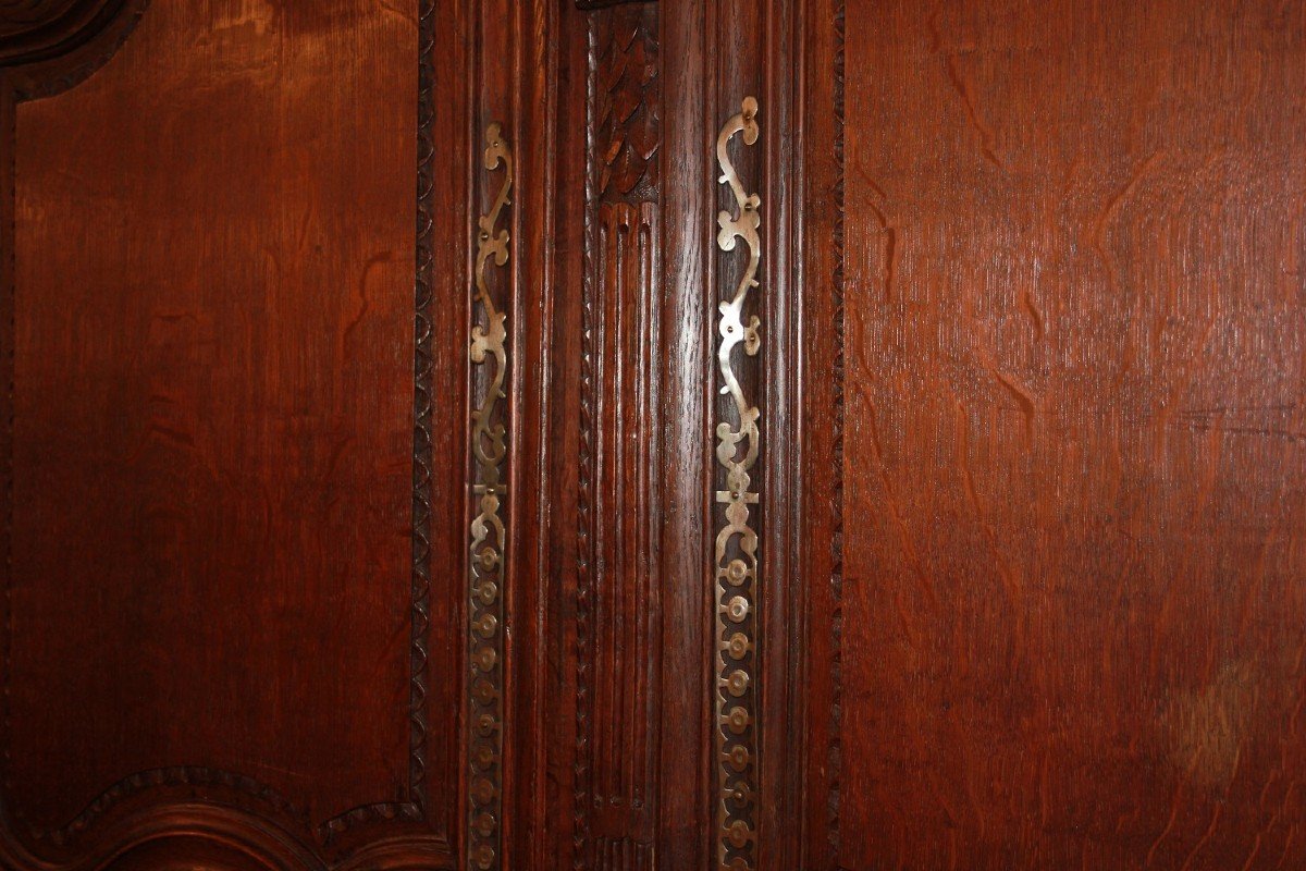 Armoire 2 Portes Richement Sculptée En Chêne De Style Provençal Normandie Du XVIIIe Siècle-photo-8