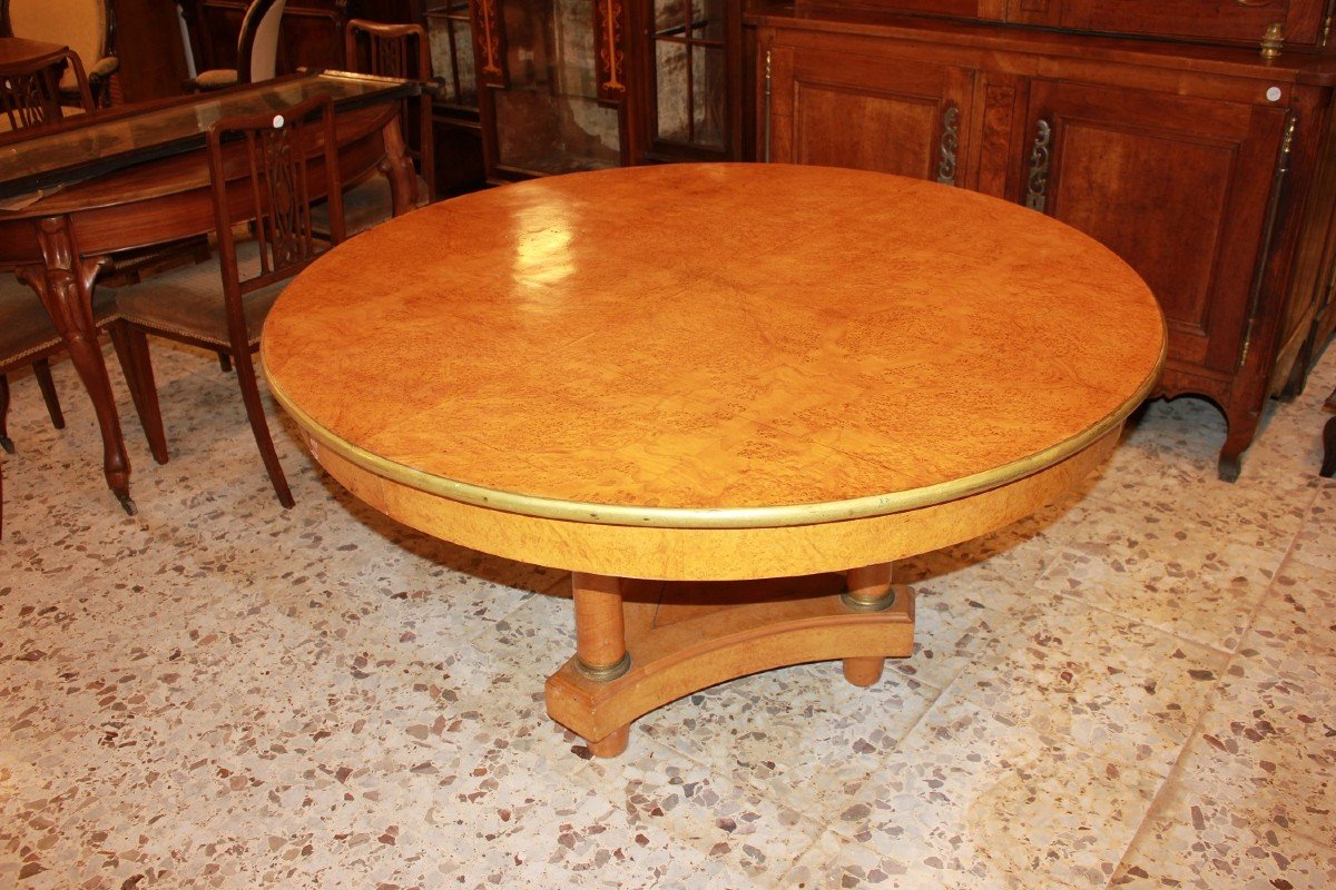 Late 19th Century North European Biedermeier Table In Elm Wood And Burl-photo-2
