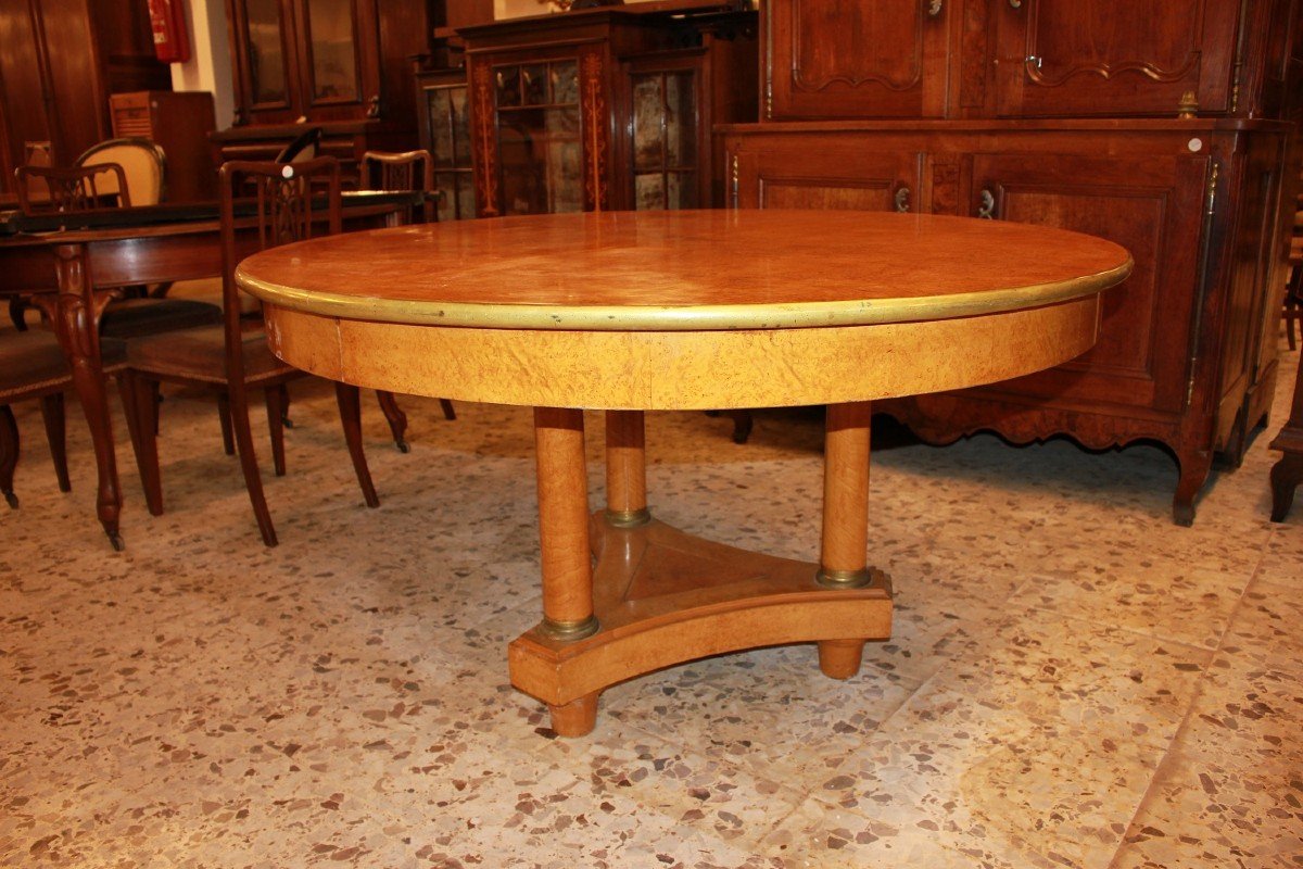 Late 19th Century North European Biedermeier Table In Elm Wood And Burl-photo-1