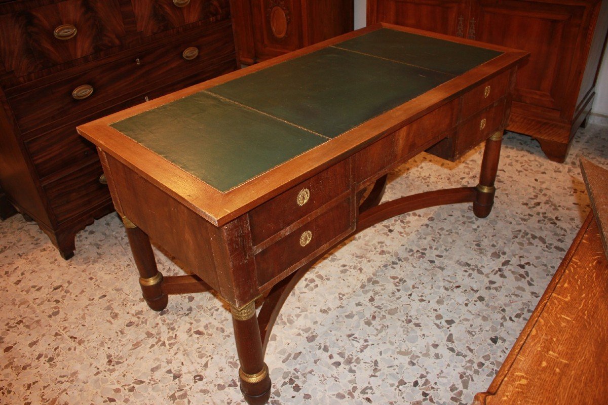 Early 20th Century French Empire Desk In Mahogany With Leather Top-photo-4