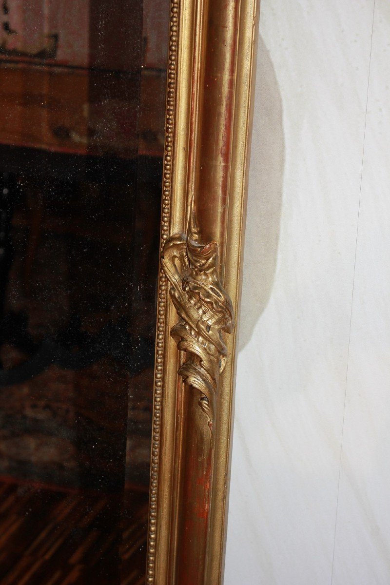 Large Louis XV Style Giltwood Mirror With Gold Leaf-photo-3