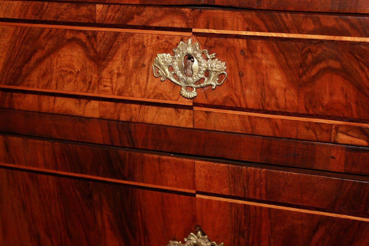 French Secretaire From The Late 18th Century In Louis XVI Style Made Of Flame Walnut Wood-photo-5