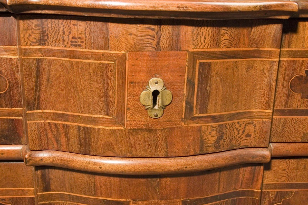 Antique Italian Bureau Writing Desk From The 1700s In Walnut And Walnut Root With Flap-photo-2