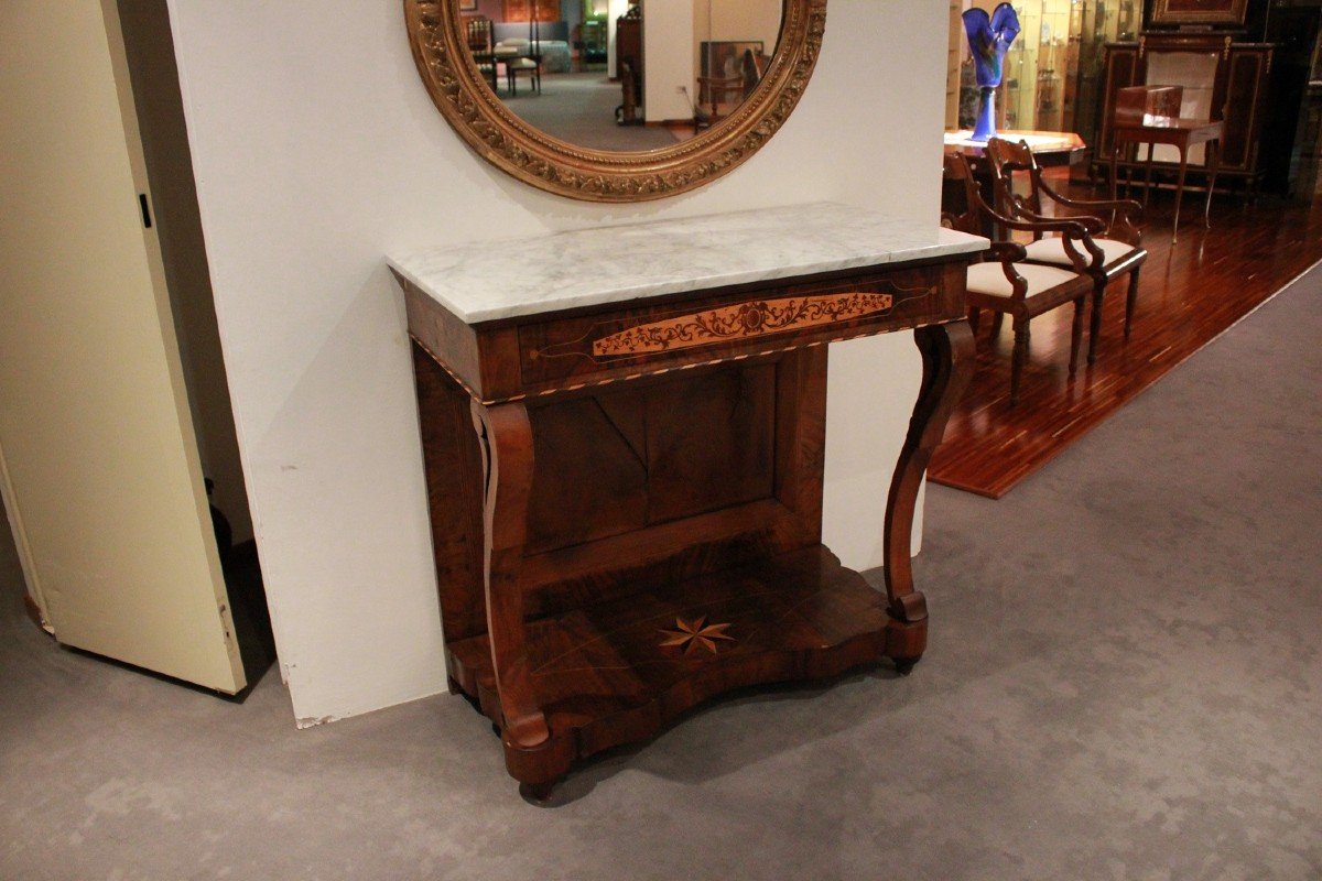Italian Console Table In Charles X Style From Early 1800s In Walnut Wood