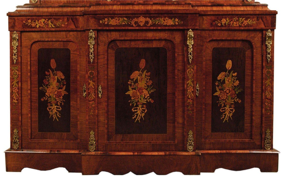Buffet Vitrin Hollandais à Double Corps Marqueté De La Fin Des Années 1700-photo-2