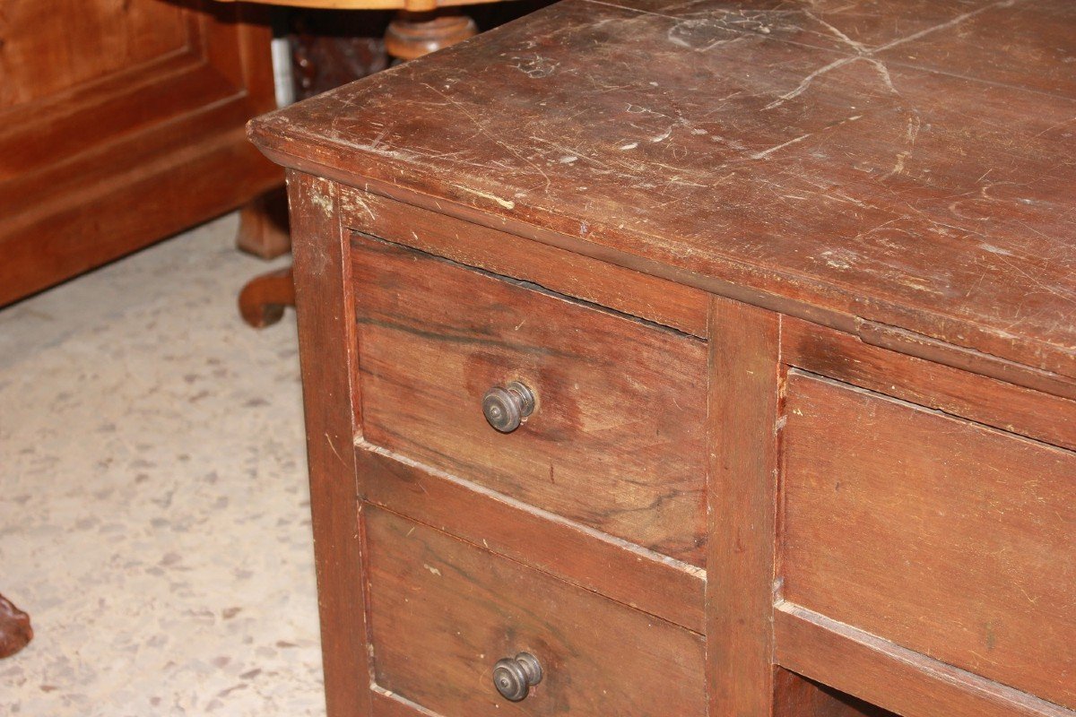 Bureau Italien Avec 7 Tiroirs En Bois De Noyer-photo-3