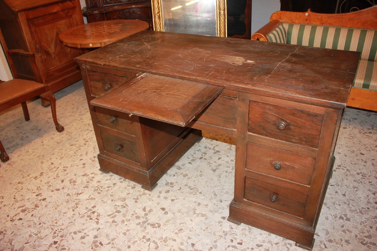 Bureau Italien Avec 7 Tiroirs En Bois De Noyer-photo-4