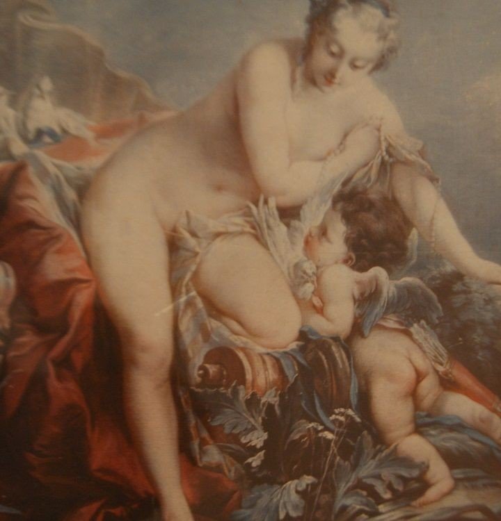 Gravure Ancienne De 1800 Déesse Française Diane Avec Cupidon-photo-2