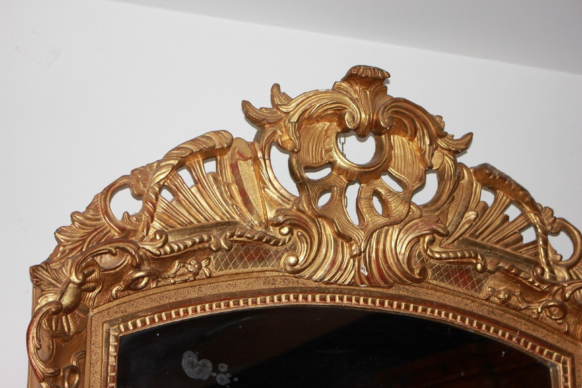 Miroir Doré Français Du Début Du 19ème Siècle Style Louis XV-photo-3