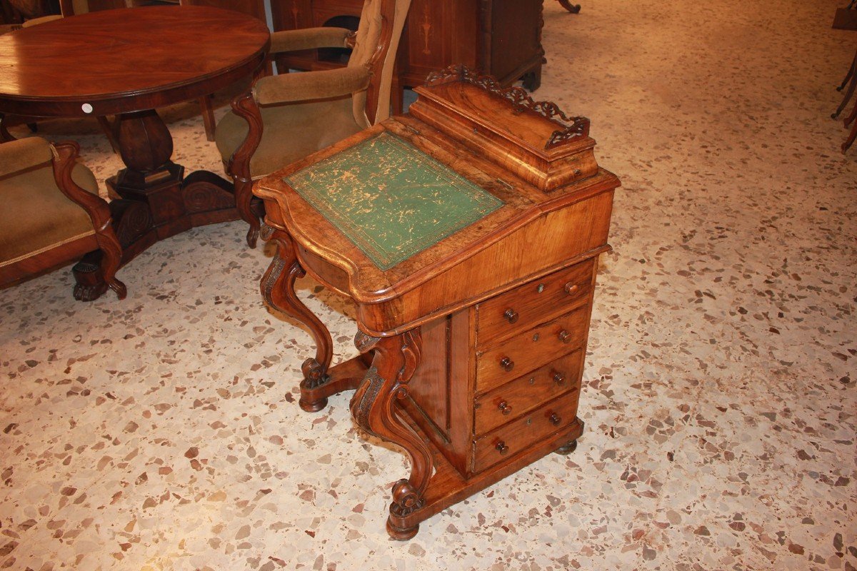 Bureau De Voyage "davenport" Victorien, Début XIXe Siècle, Noyer-photo-2