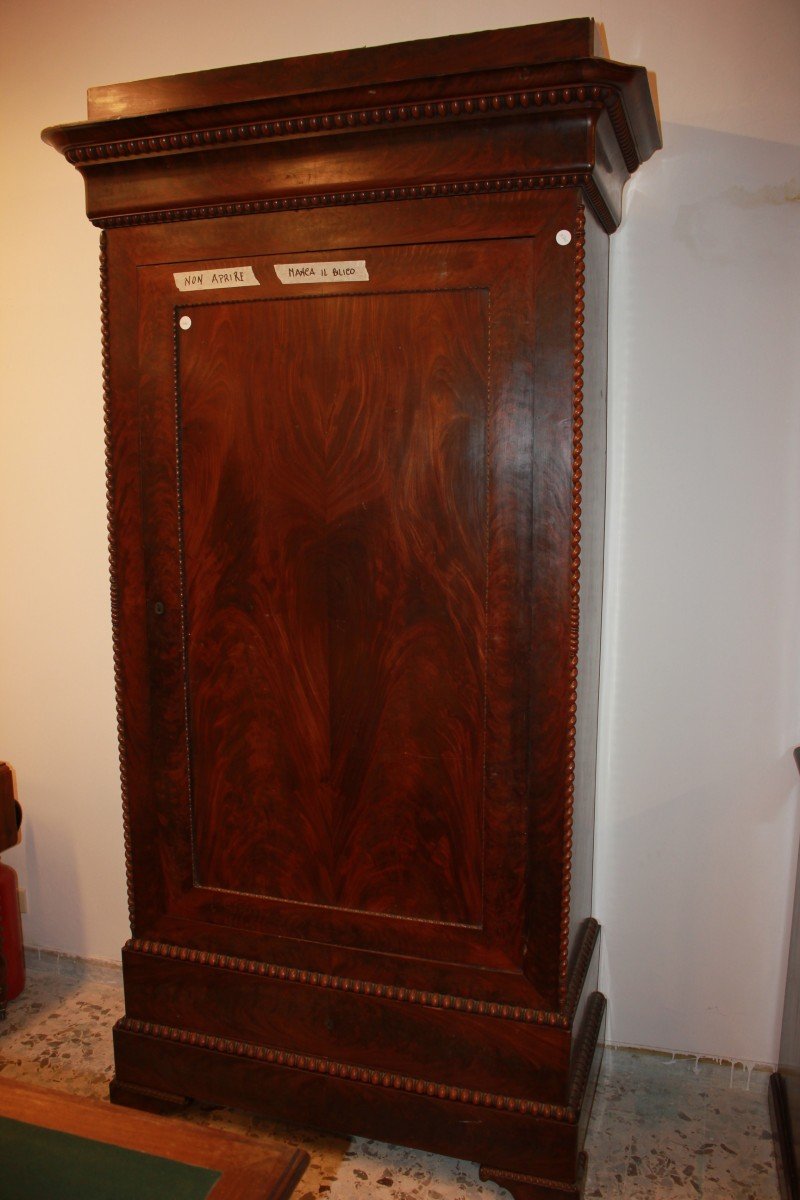 French Single-door Wardrobe In Directoire Style Made Of Mahogany And Mahogany Veneer-photo-4