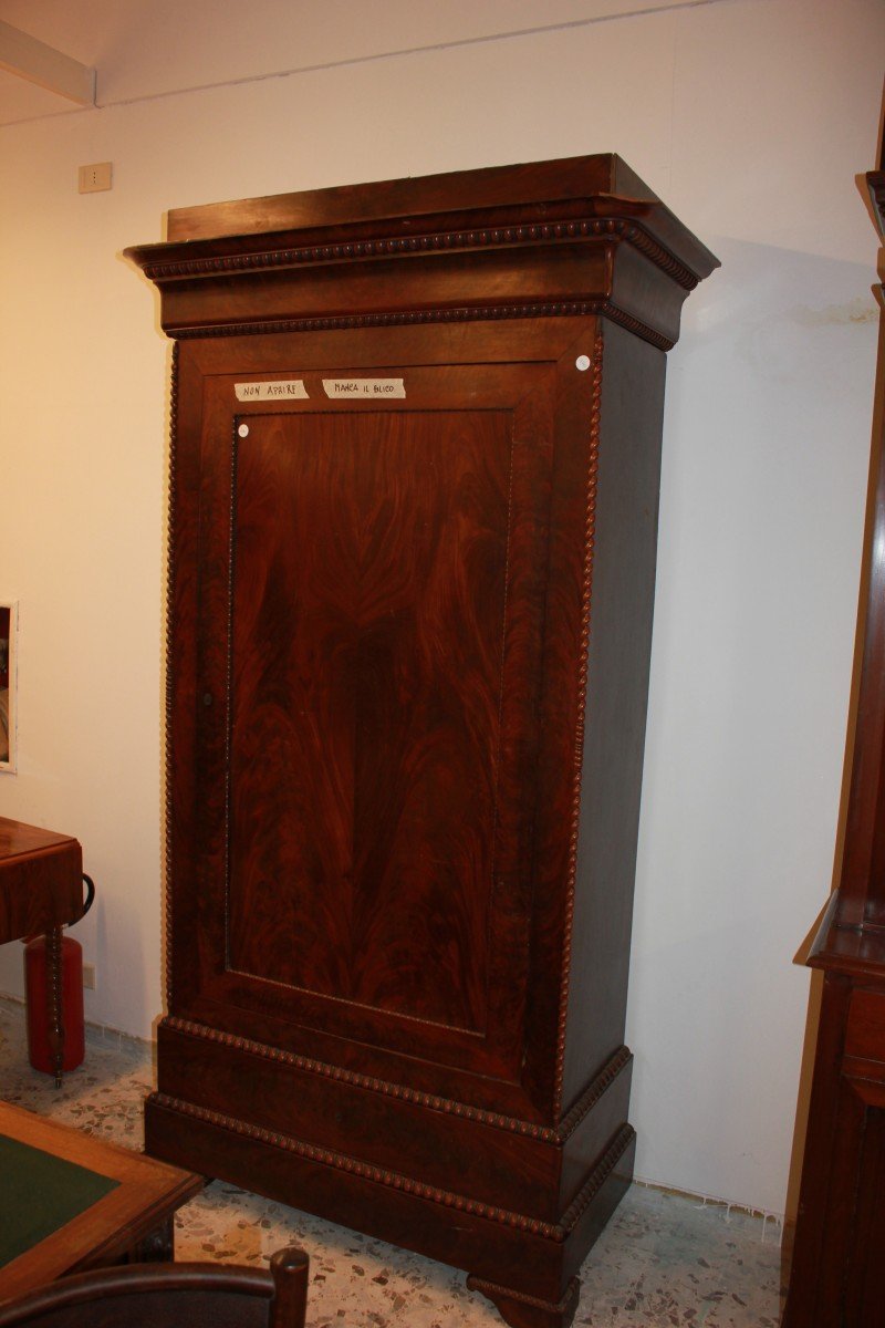French Single-door Wardrobe In Directoire Style Made Of Mahogany And Mahogany Veneer