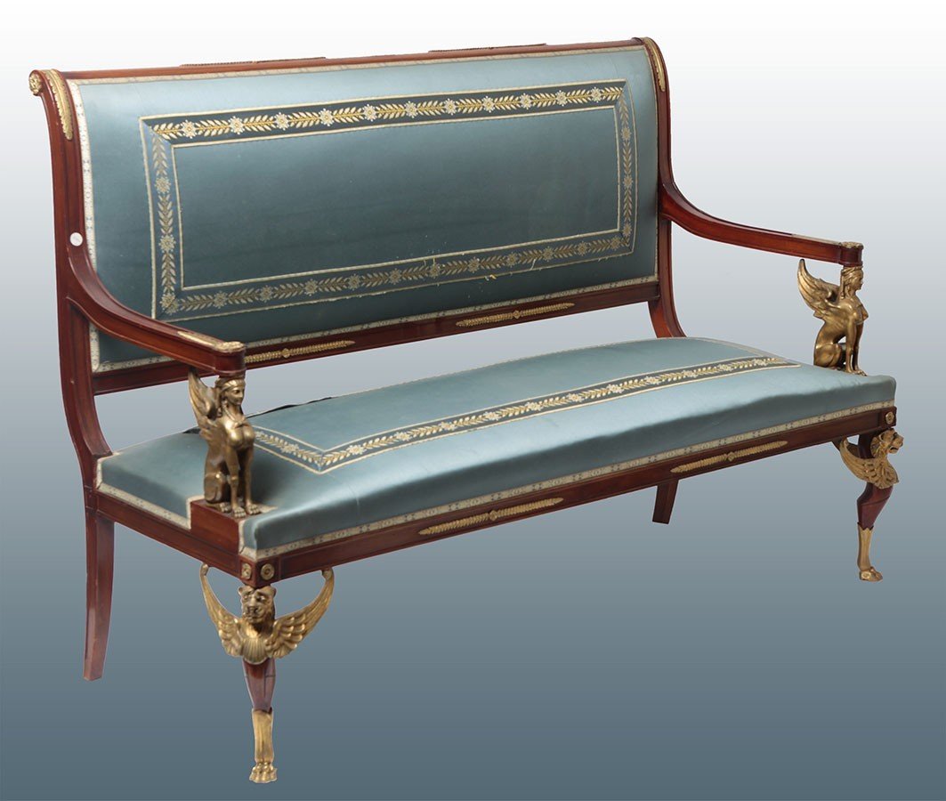 French Sofa From The Mid-1800s In Empire Style Mahogany