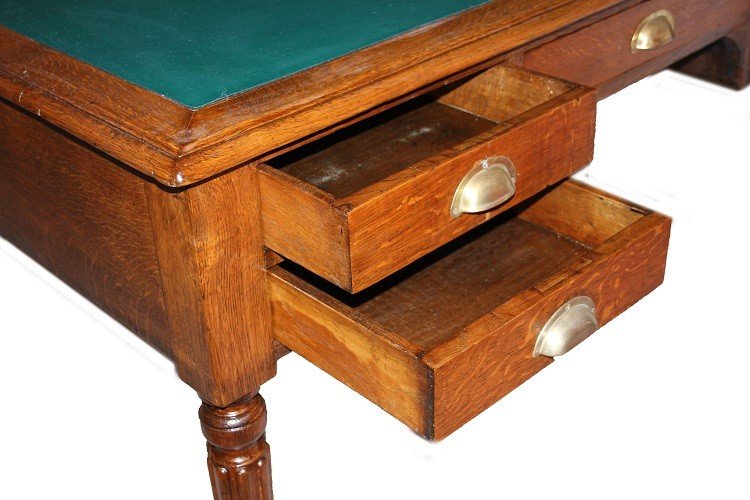 Large French Partners Desk From The Late 1800s In Oak Wood-photo-1