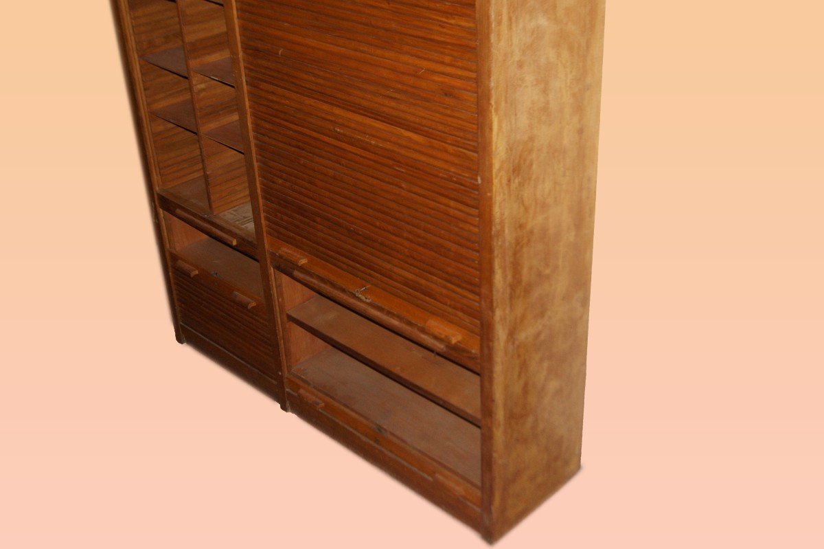 Large French Oak Shutter Cabinet From The Early 1900s-photo-3