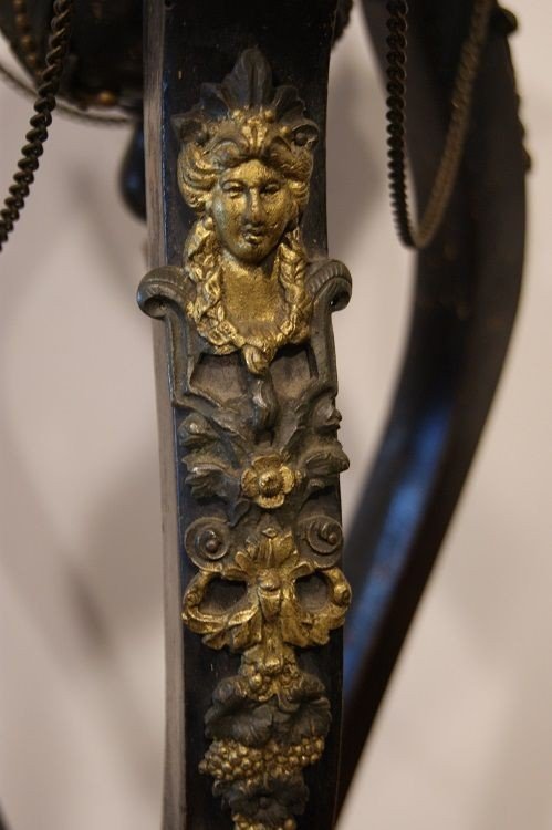 French Mid-1800s Empire Style Plant Stand In Ebonized Wood. They Have Rich Applications In Bron-photo-1