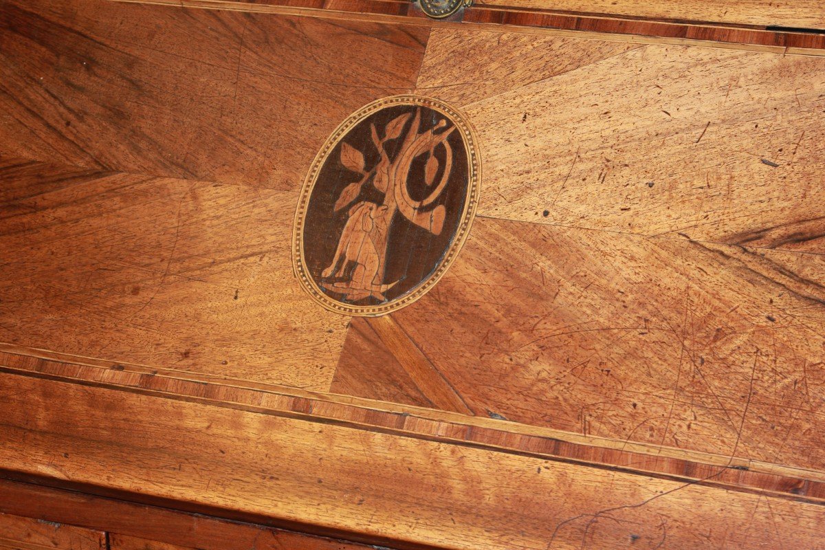 Late 18th Century French Drop-front Desk In Walnut, Inlaid, Louis XVI Style-photo-3