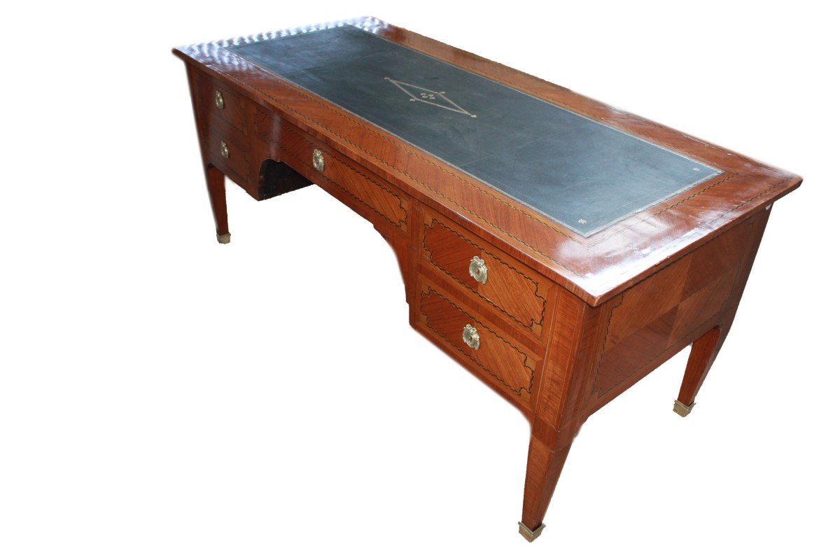 Beautiful French Louis XVI Desk From The Mid-1800s With Inlay Details-photo-1