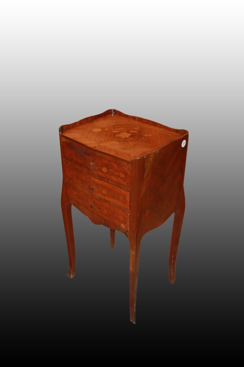 Pair Of French Nightstands From The Early 1900s, Of Transitional Style, In Rosewood. The First -photo-2