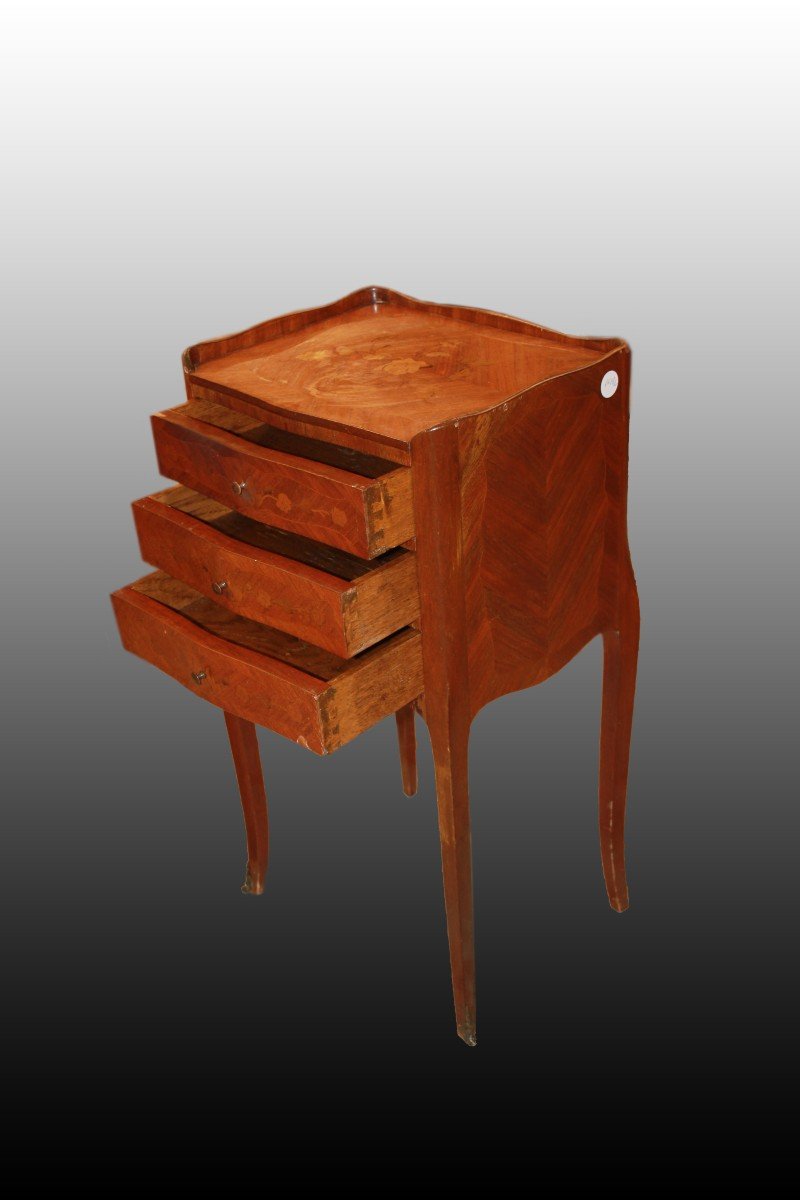 Pair Of French Nightstands From The Early 1900s, Of Transitional Style, In Rosewood. The First -photo-1
