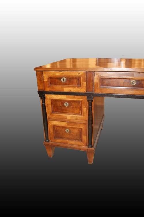 Beautiful Italian Desk From The First Half Of The 19th Century, Empire Style, Made Of Walnut Wo-photo-4