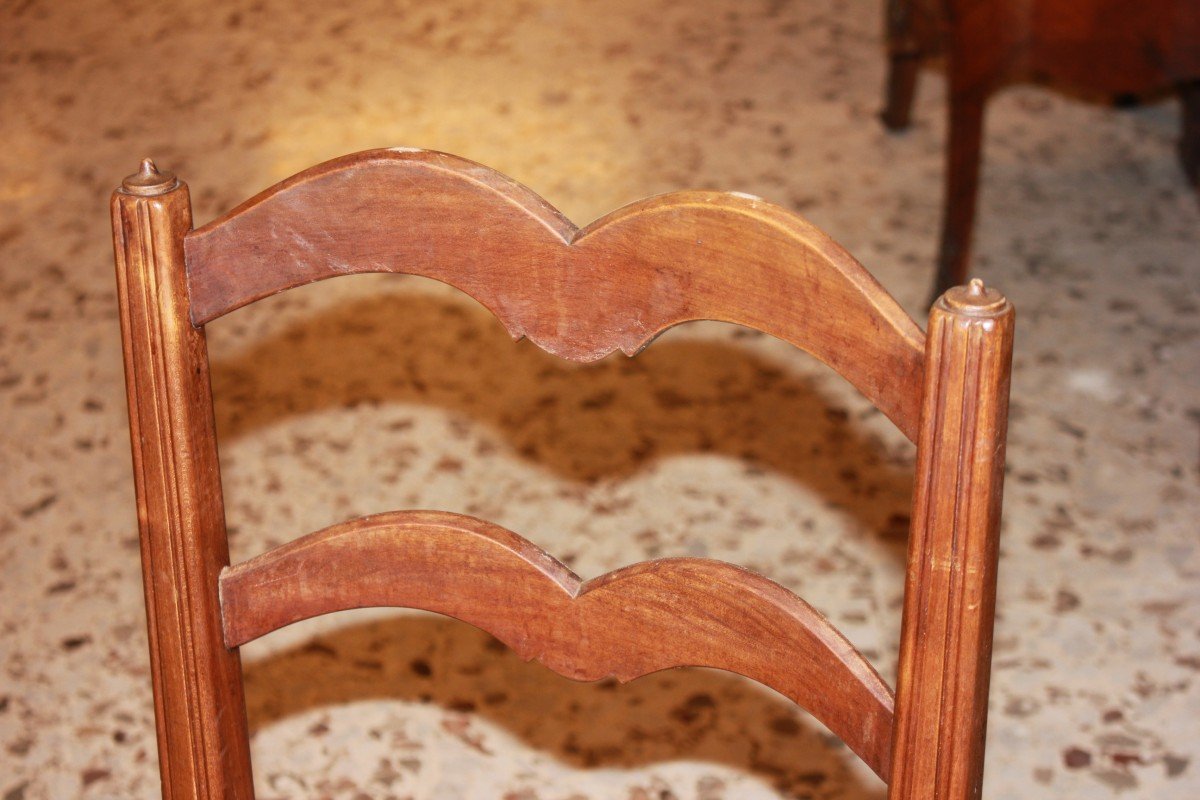 Set Of 6 Provençal Country Chairs In Cherry Wood-photo-3