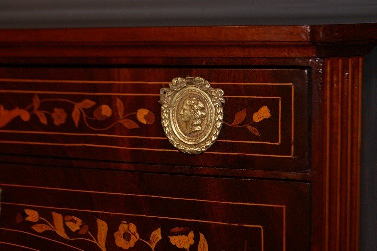 Precious Dutch Secretaire Desk Chest From The Late 1700s And Early 1800s, Louis XVI Style,-photo-4