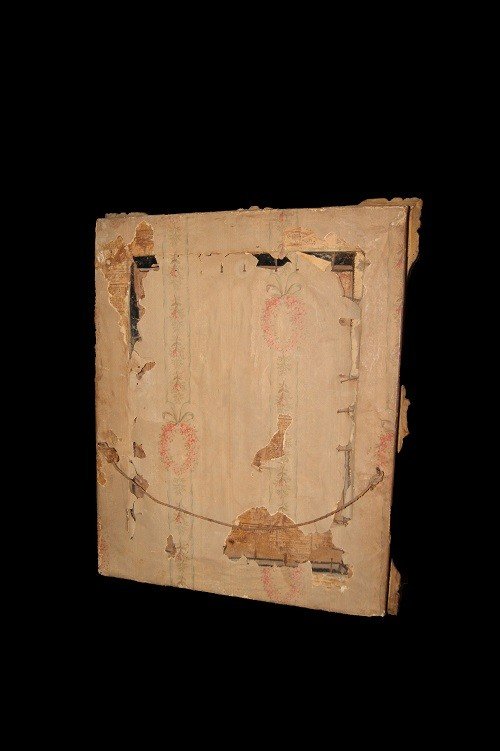 Crucifix Français Du Début Des Années 1800 Avec Le Christ En Bois Et Cadre Doré-photo-1