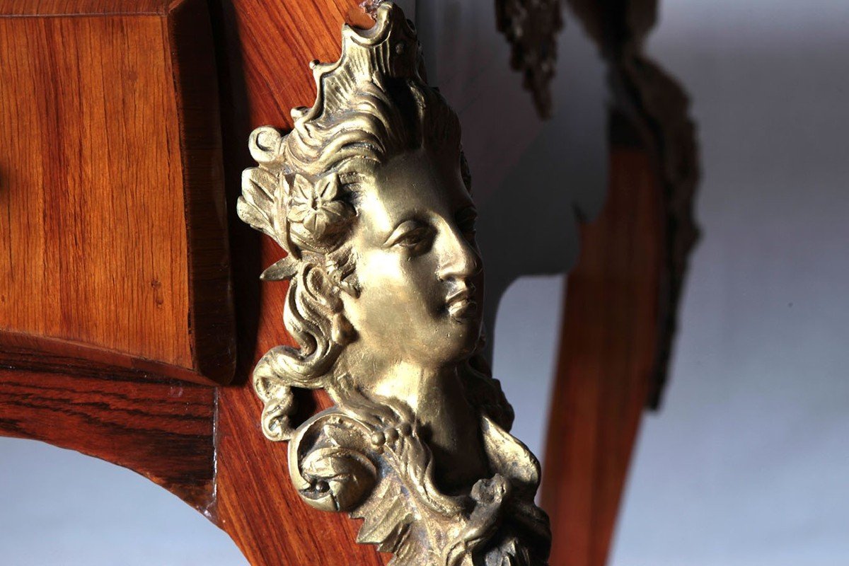 French Writing Desk From The Second Half Of The 1800s, Louis XV Style, In Bois De Rose-photo-3
