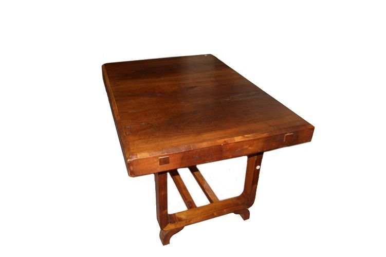 Table Rectangulaire Italienne De Style Decò En Noyer Du Début Des Années 1900-photo-2