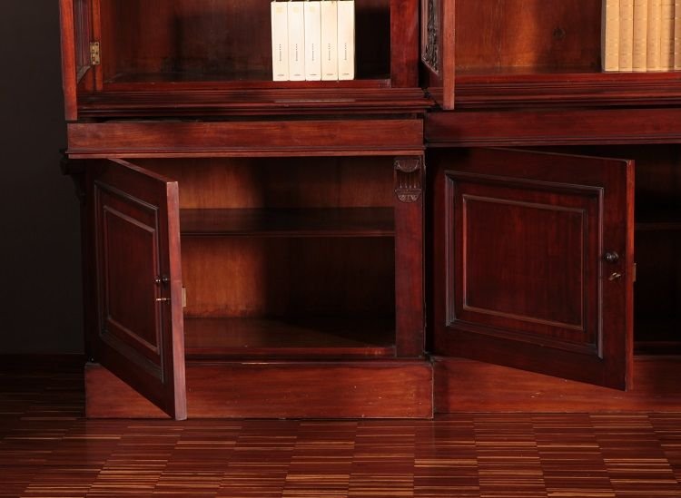 Antique Large English Bookcase From The 1800s Regency Style In Mahogany-photo-5