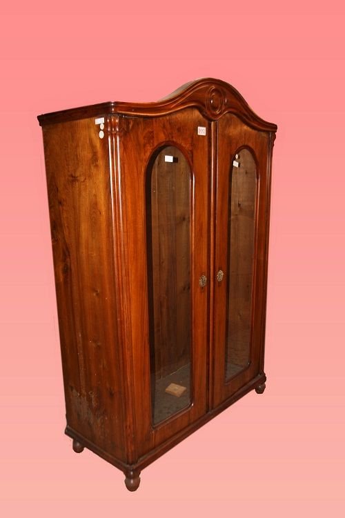 Mid-1800s Northern European Display Case, Biedermeier Style, In Walnut Wood-photo-2