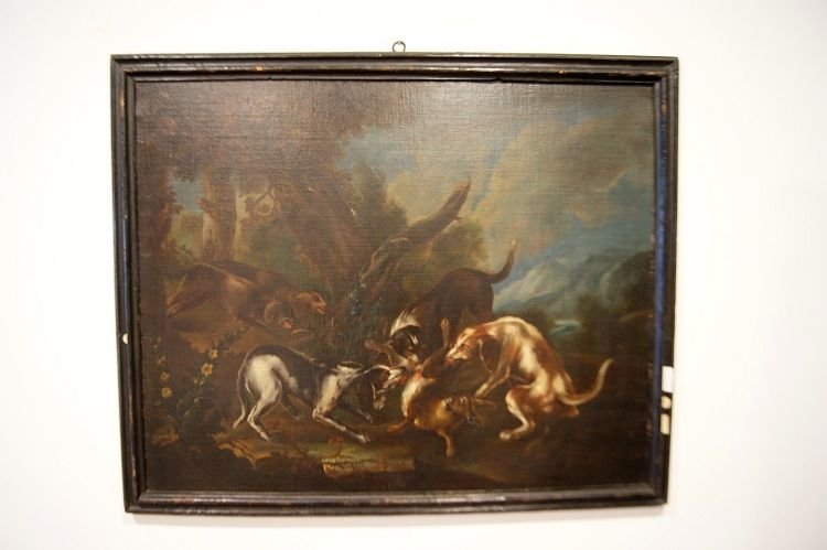 Paire d'Huiles Italiennes Sur Toile Des Années 1600, Scènes De Chasse -photo-3